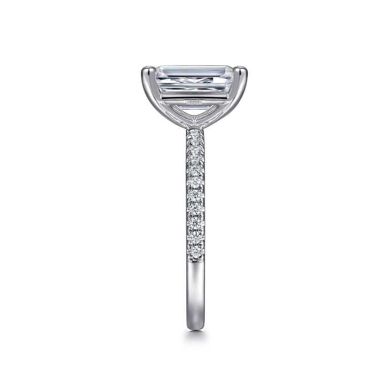 Evelyn - 14K White Gold Emerald Cut Diamond Engagement Ring - 0.18 ct - Shot 4