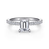 Evelyn - 14K White Gold Emerald Cut Diamond Engagement Ring - 0.18 ct