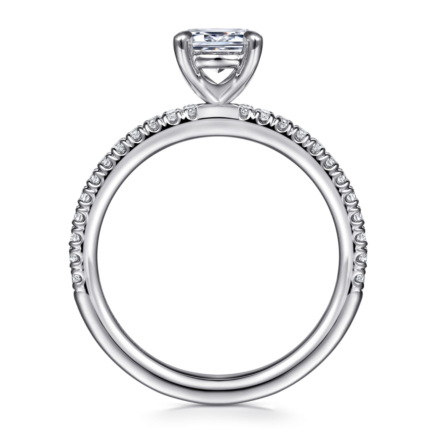 Evelyn - 14K White Gold Emerald Cut Diamond Engagement Ring - 0.18 ct - Shot 2