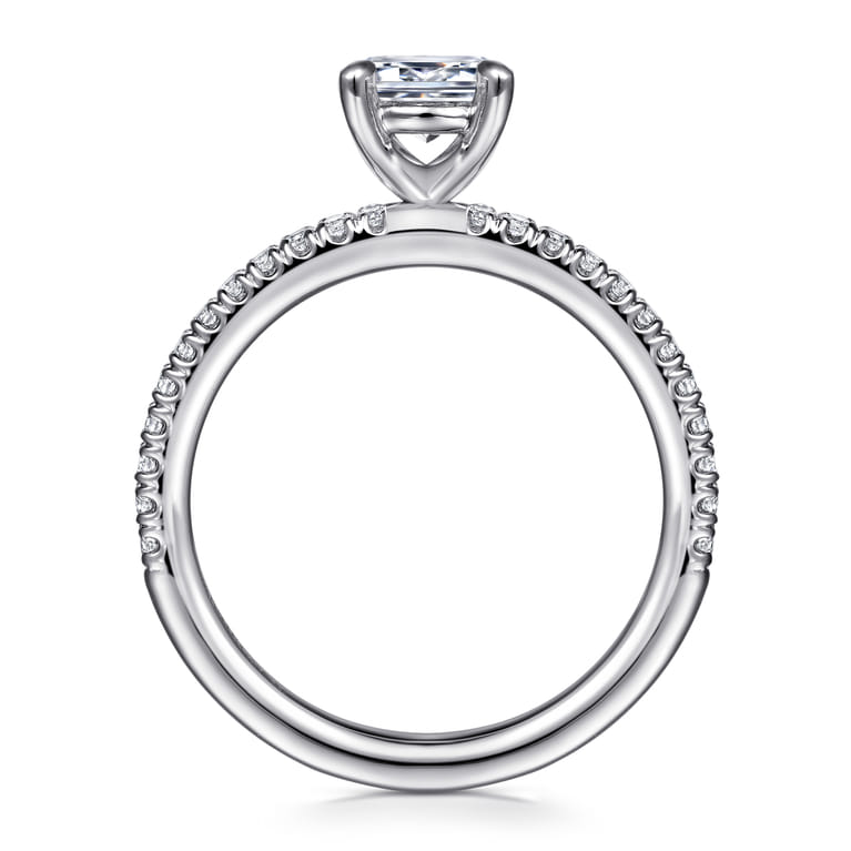 Evelyn - 14K White Gold Emerald Cut Diamond Engagement Ring - 0.18 ct - Shot 2