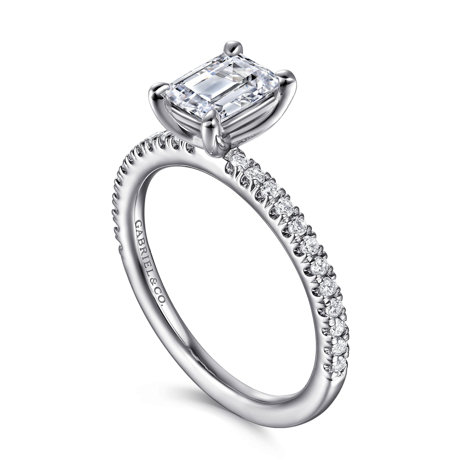 Evelyn - 14K White Gold Emerald Cut Diamond Engagement Ring - 0.18 ct - Shot 3