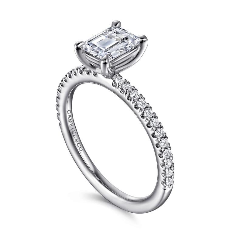 Evelyn - 14K White Gold Emerald Cut Diamond Engagement Ring - 0.18 ct - Shot 3