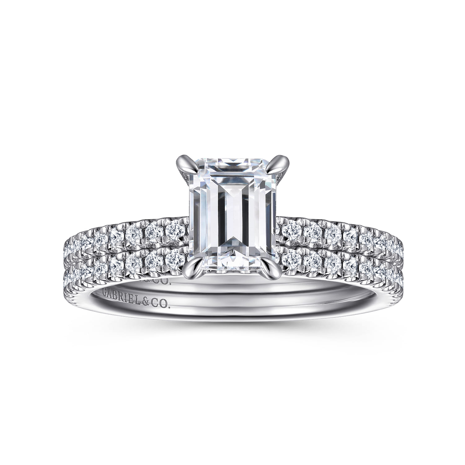 Evelyn - 14K White Gold Emerald Cut Diamond Engagement Ring - 0.18 ct - Shot 4
