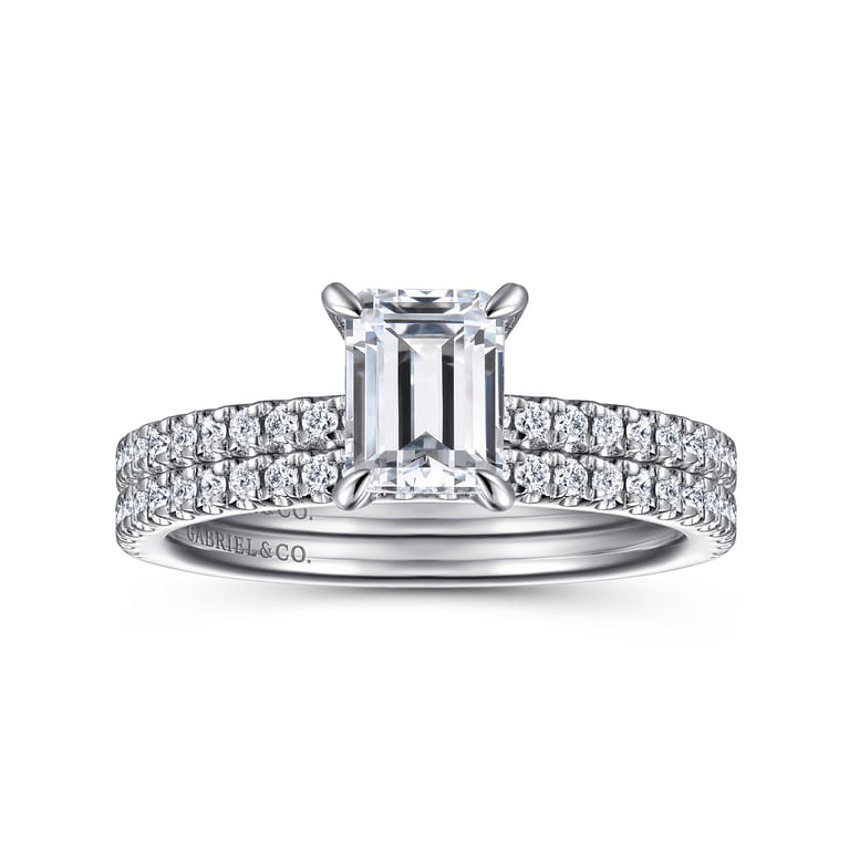 Evelyn - 14K White Gold Emerald Cut Diamond Engagement Ring - 0.18 ct - Shot 4