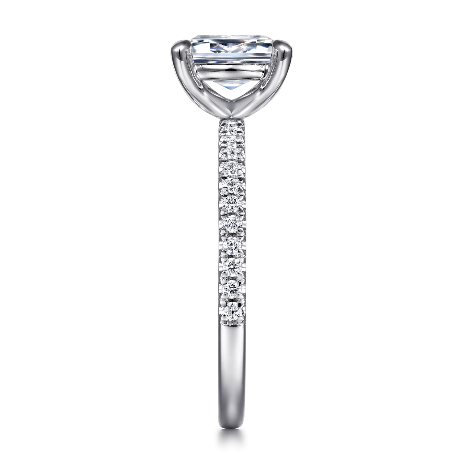 Evelyn - 14K White Gold Emerald Cut Diamond Engagement Ring - 0.18 ct - Shot 5