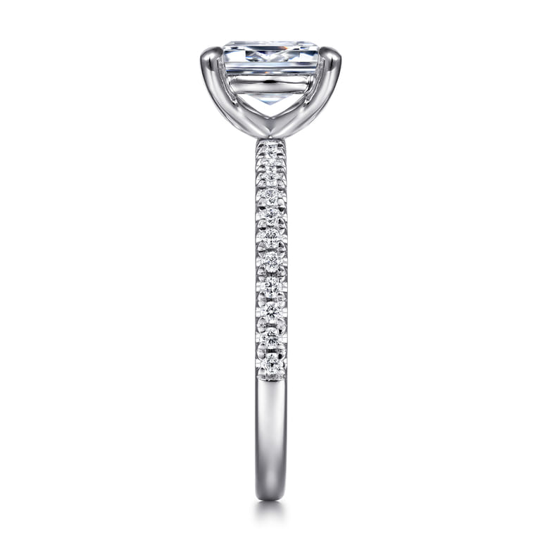 Evelyn - 14K White Gold Emerald Cut Diamond Engagement Ring - 0.18 ct - Shot 5