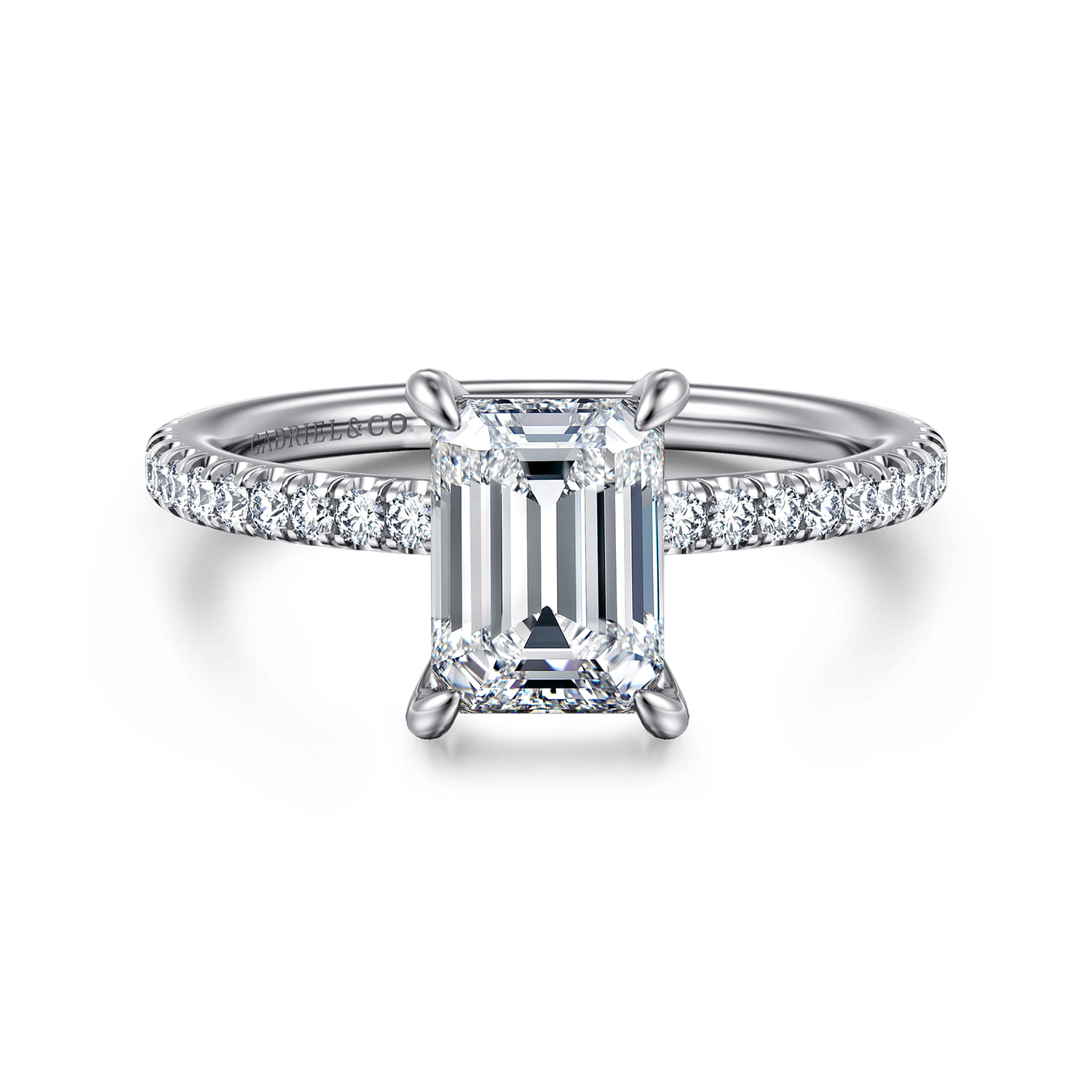 Evelyn - 14K White Gold Emerald Cut Diamond Engagement Ring - 0.18 ct - Shot 1