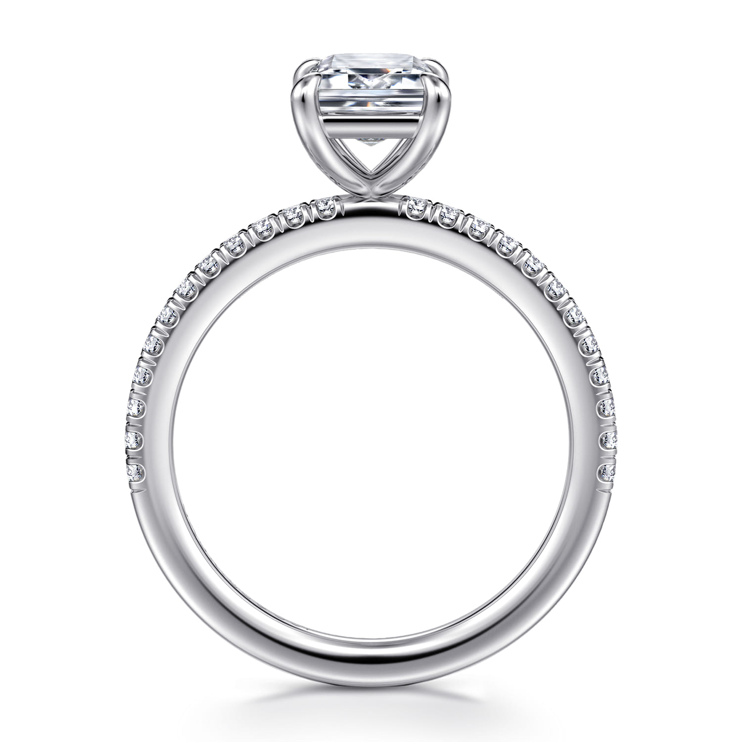 Evelyn - 14K White Gold Emerald Cut Diamond Engagement Ring - 0.18 ct - Shot 2