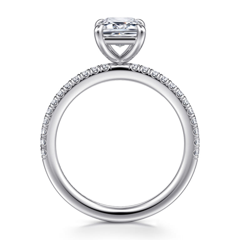Evelyn - 14K White Gold Emerald Cut Diamond Engagement Ring - 0.18 ct - Shot 2