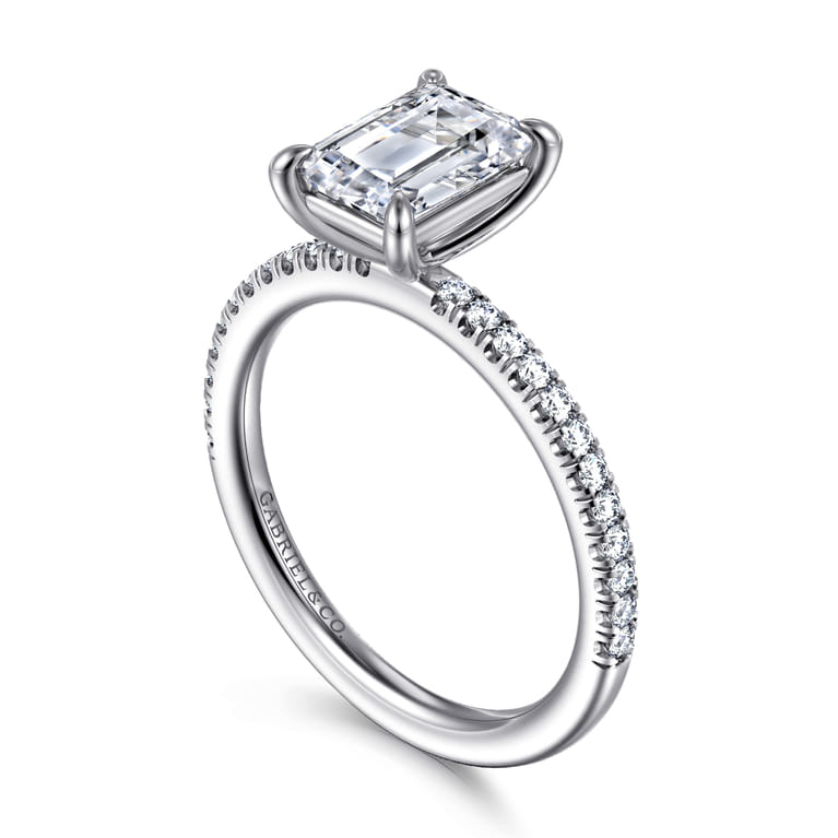 Evelyn - 14K White Gold Emerald Cut Diamond Engagement Ring - 0.18 ct - Shot 3