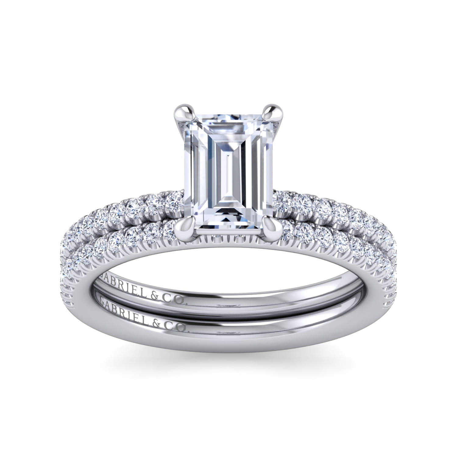 Evelyn - 14K White Gold Emerald Cut Diamond Engagement Ring - 0.18 ct - Shot 4