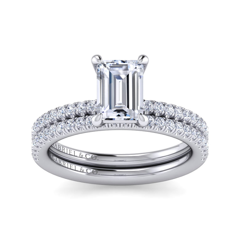 Evelyn - 14K White Gold Emerald Cut Diamond Engagement Ring - 0.18 ct - Shot 4