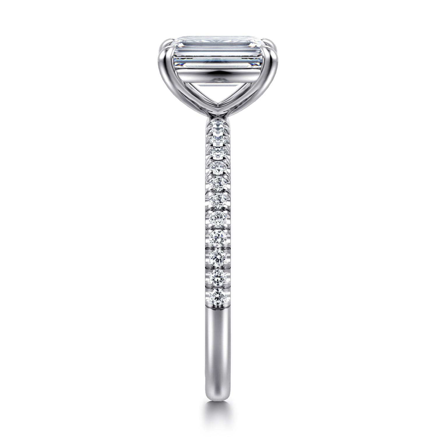 Evelyn - 14K White Gold Emerald Cut Diamond Engagement Ring - 0.18 ct - Shot 5
