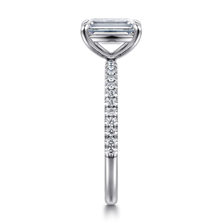 Evelyn - 14K White Gold Emerald Cut Diamond Engagement Ring - 0.18 ct - Shot 5