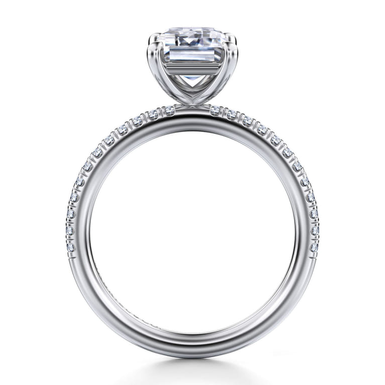 Evelyn - 14K White Gold Emerald Cut Diamond Engagement Ring - 0.18 ct - Shot 2