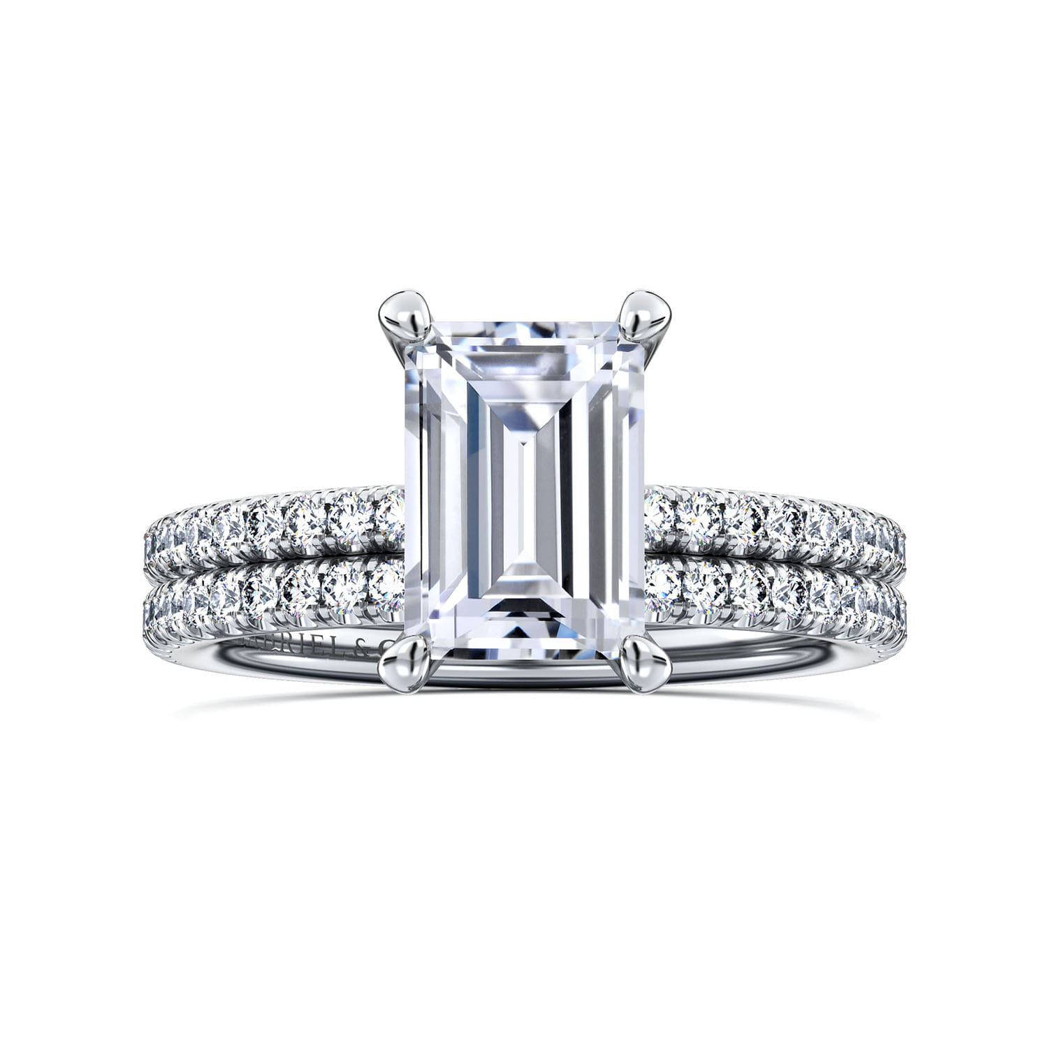 Evelyn - 14K White Gold Emerald Cut Diamond Engagement Ring - 0.18 ct - Shot 4