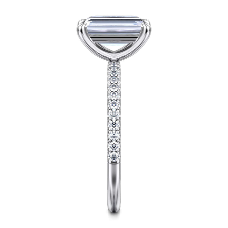 Evelyn - 14K White Gold Emerald Cut Diamond Engagement Ring - 0.18 ct - Shot 5