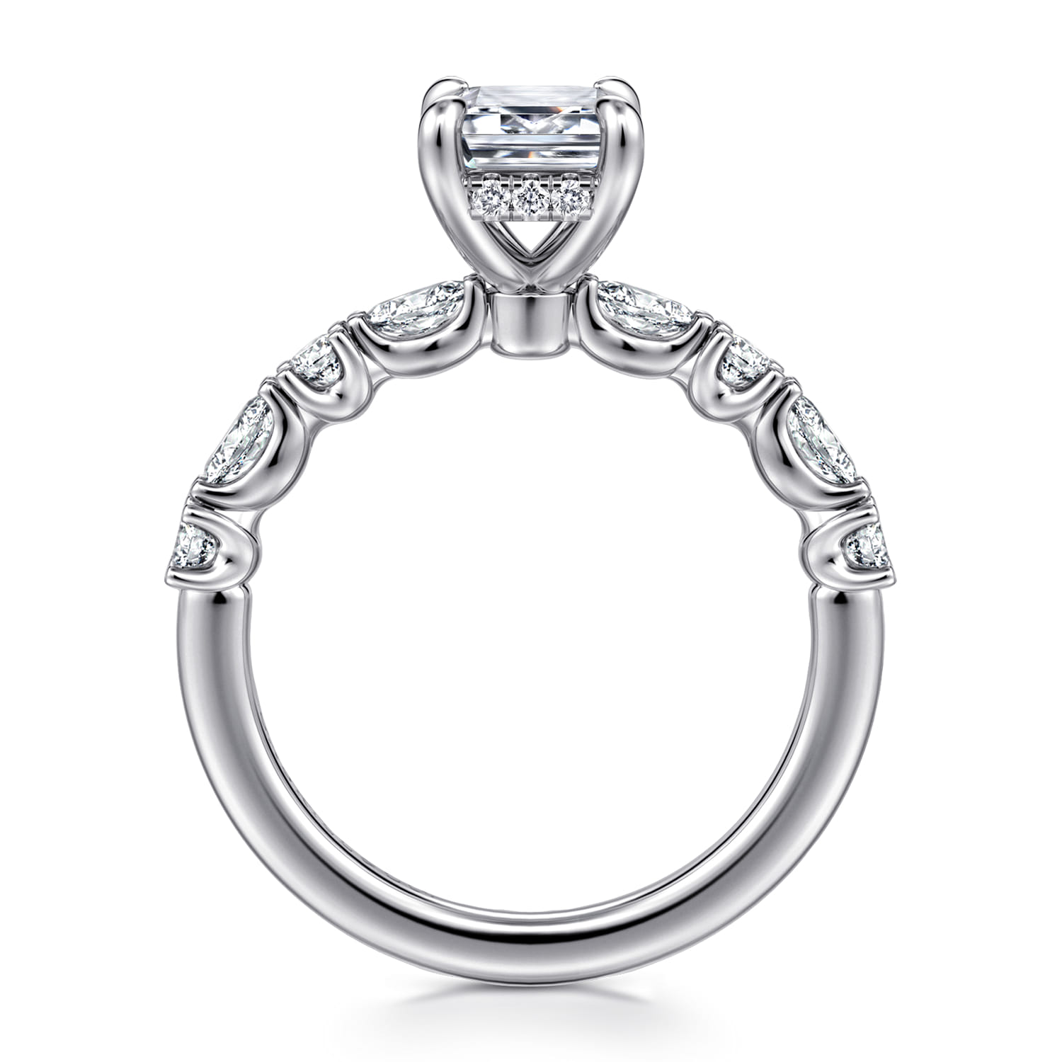 Juliet - 14K White Gold Emerald Cut Diamond Engagement Ring - 0.47 ct - Shot 2