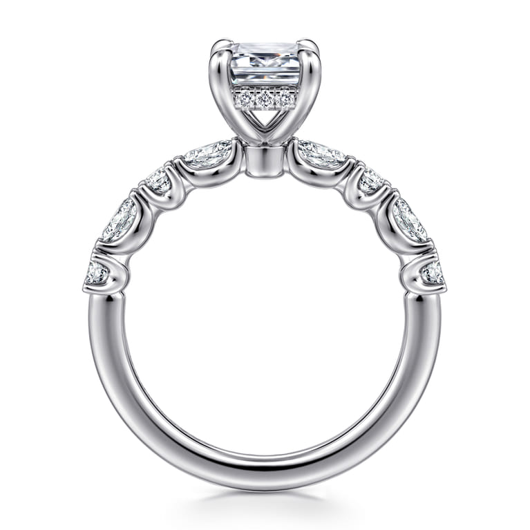 Juliet - 14K White Gold Emerald Cut Diamond Engagement Ring - 0.47 ct - Shot 2