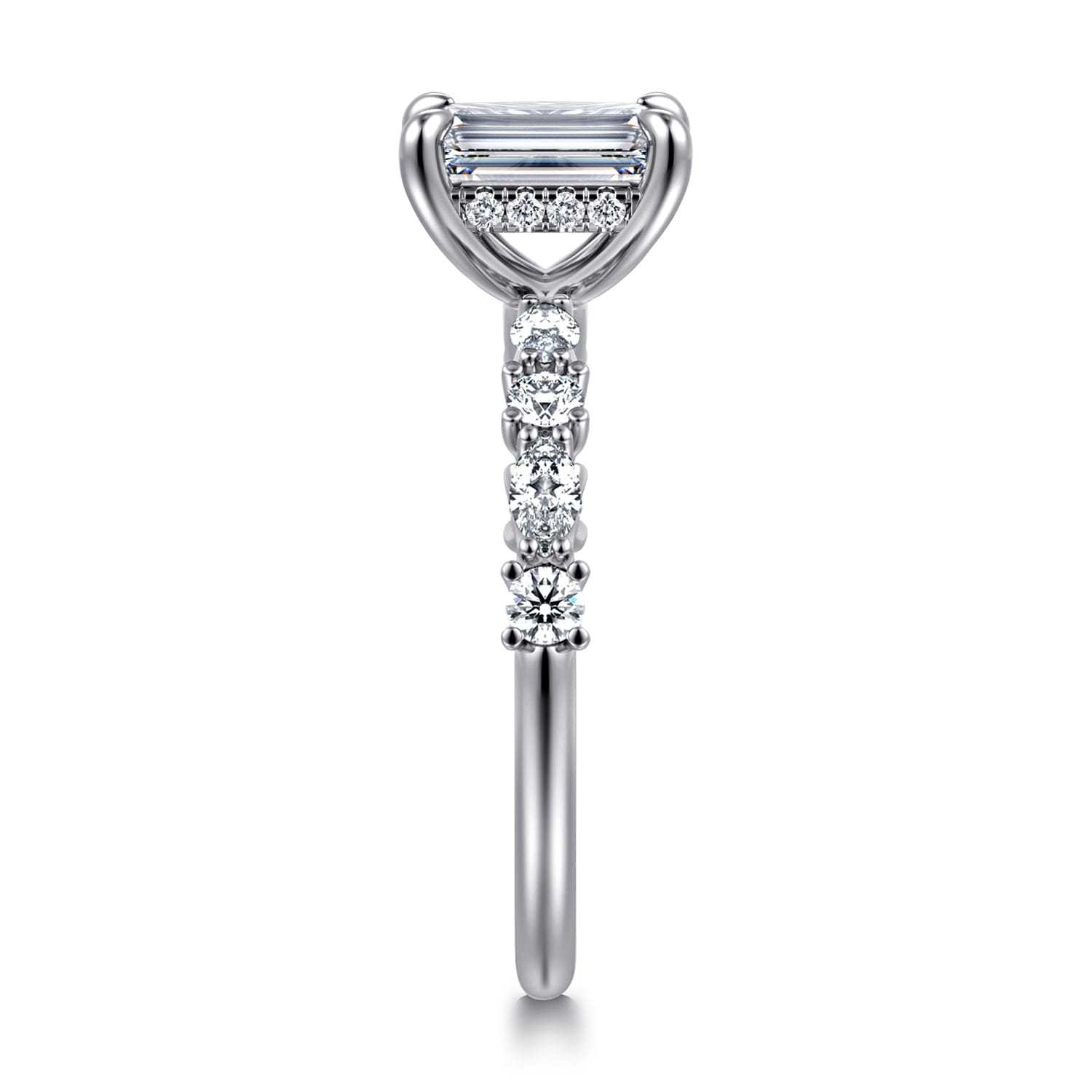 Juliet - 14K White Gold Emerald Cut Diamond Engagement Ring - 0.47 ct - Shot 4