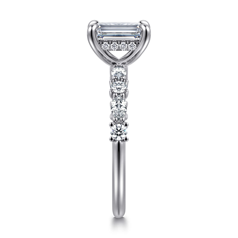 Juliet - 14K White Gold Emerald Cut Diamond Engagement Ring - 0.47 ct - Shot 4