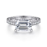 Laurel - 14K White Gold East West Emerald Diamond Engagement Ring - 0.58 ct