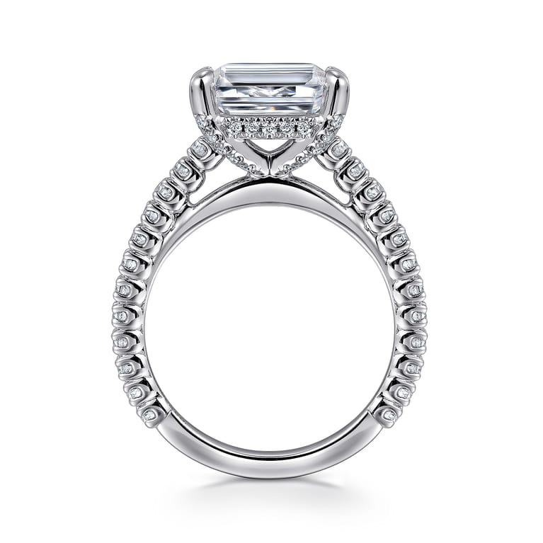 Laurel - 14K White Gold East West Emerald Diamond Engagement Ring - 0.58 ct - Shot 2