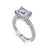 Laurel - 14K White Gold East West Emerald Diamond Engagement Ring - 0.58 ct