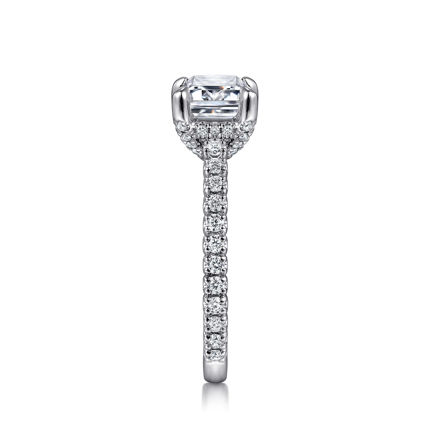 Laurel - 14K White Gold East West Emerald Diamond Engagement Ring - 0.58 ct - Shot 5