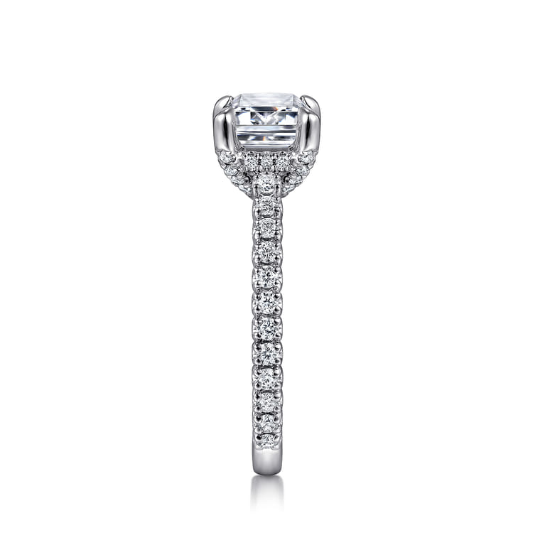 Laurel - 14K White Gold East West Emerald Diamond Engagement Ring - 0.58 ct - Shot 5
