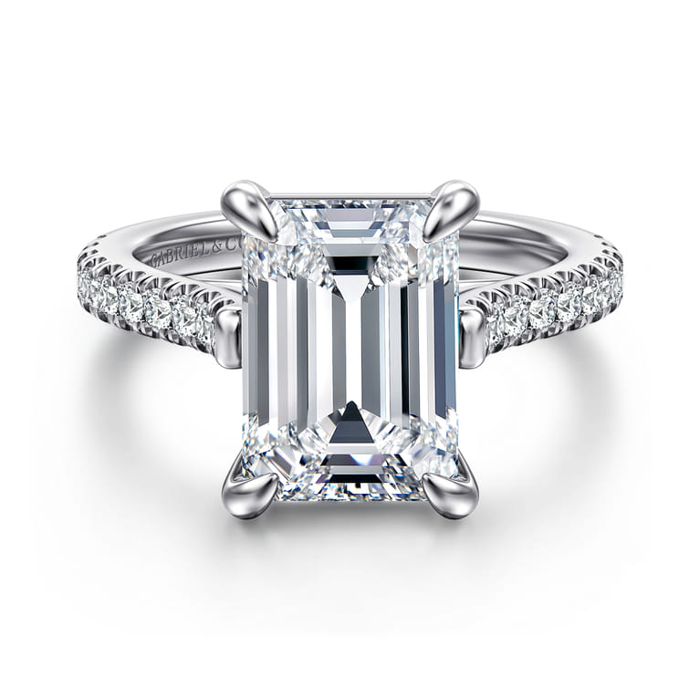 Shayanne - 14K White Gold Emerald Cut Diamond Engagement Ring - 0.35 ct - Shot 1