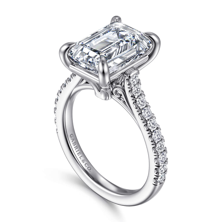 Shayanne - 14K White Gold Emerald Cut Diamond Engagement Ring - 0.35 ct - Shot 3