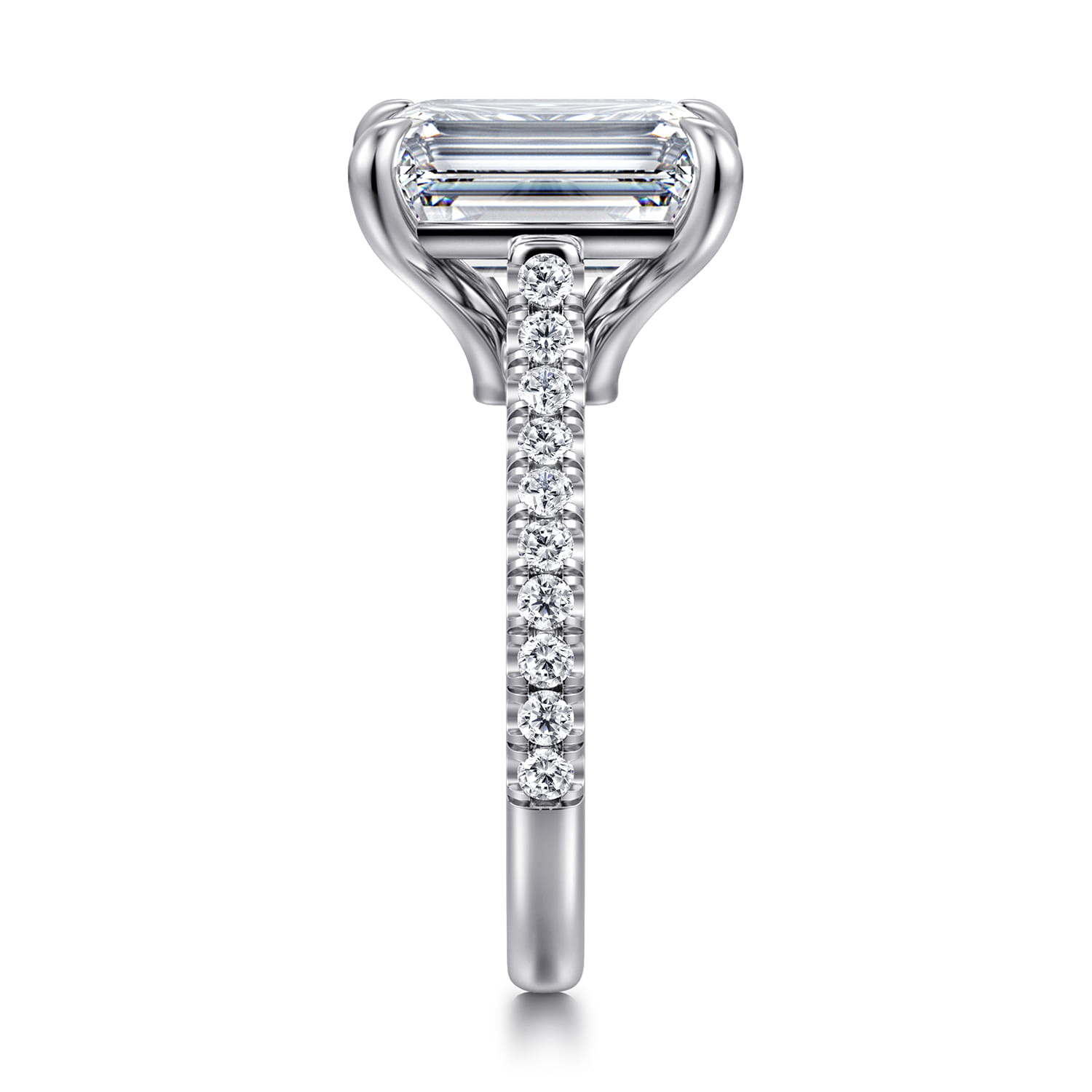 Shayanne - 14K White Gold Emerald Cut Diamond Engagement Ring - 0.35 ct - Shot 4