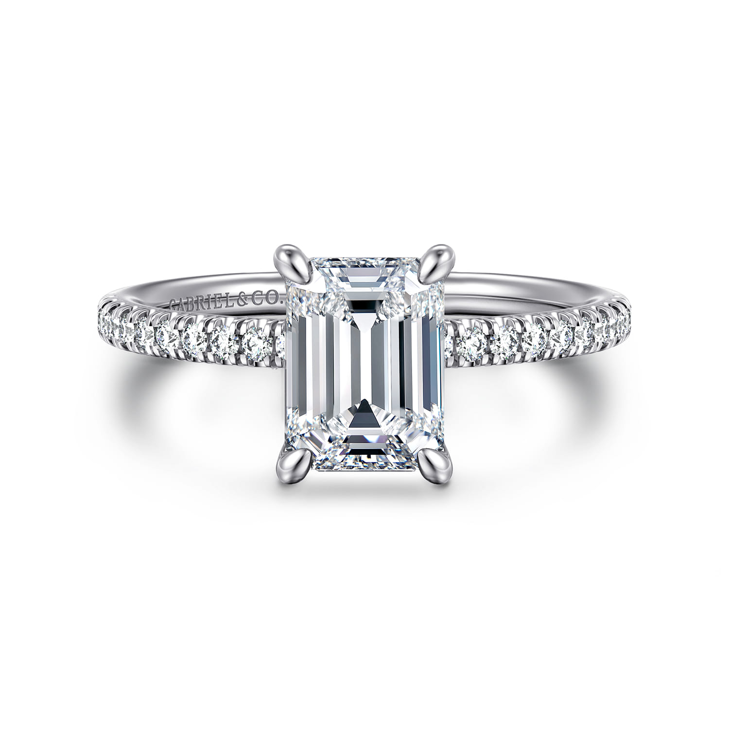 Stasia - 14K White Gold Emerald Cut Diamond Engagement Ring - 0.21 ct - Shot 1
