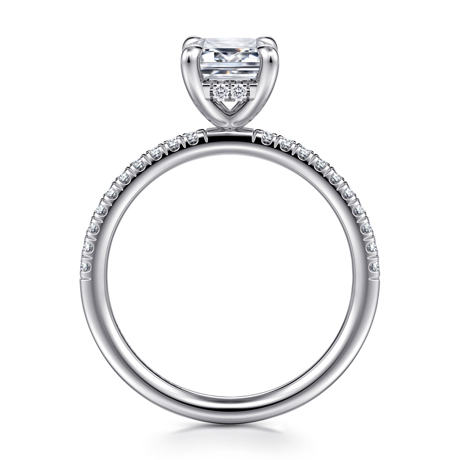 Stasia - 14K White Gold Emerald Cut Diamond Engagement Ring - 0.21 ct - Shot 2