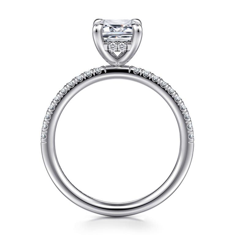 Stasia - 14K White Gold Emerald Cut Diamond Engagement Ring - 0.21 ct - Shot 2