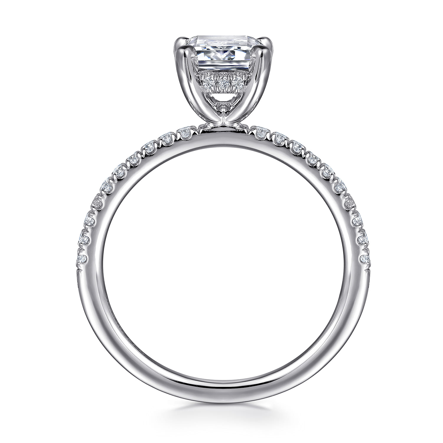 Stasia - 14K White Gold Emerald Cut Diamond Engagement Ring - 0.22 ct - Shot 2