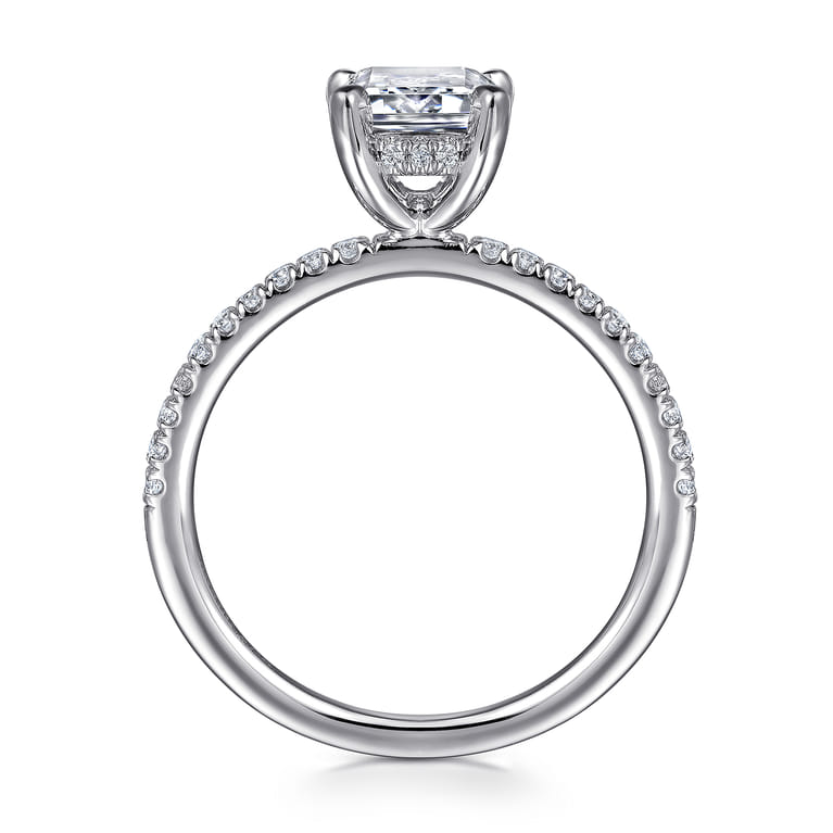 Stasia - 14K White Gold Emerald Cut Diamond Engagement Ring - 0.22 ct - Shot 2