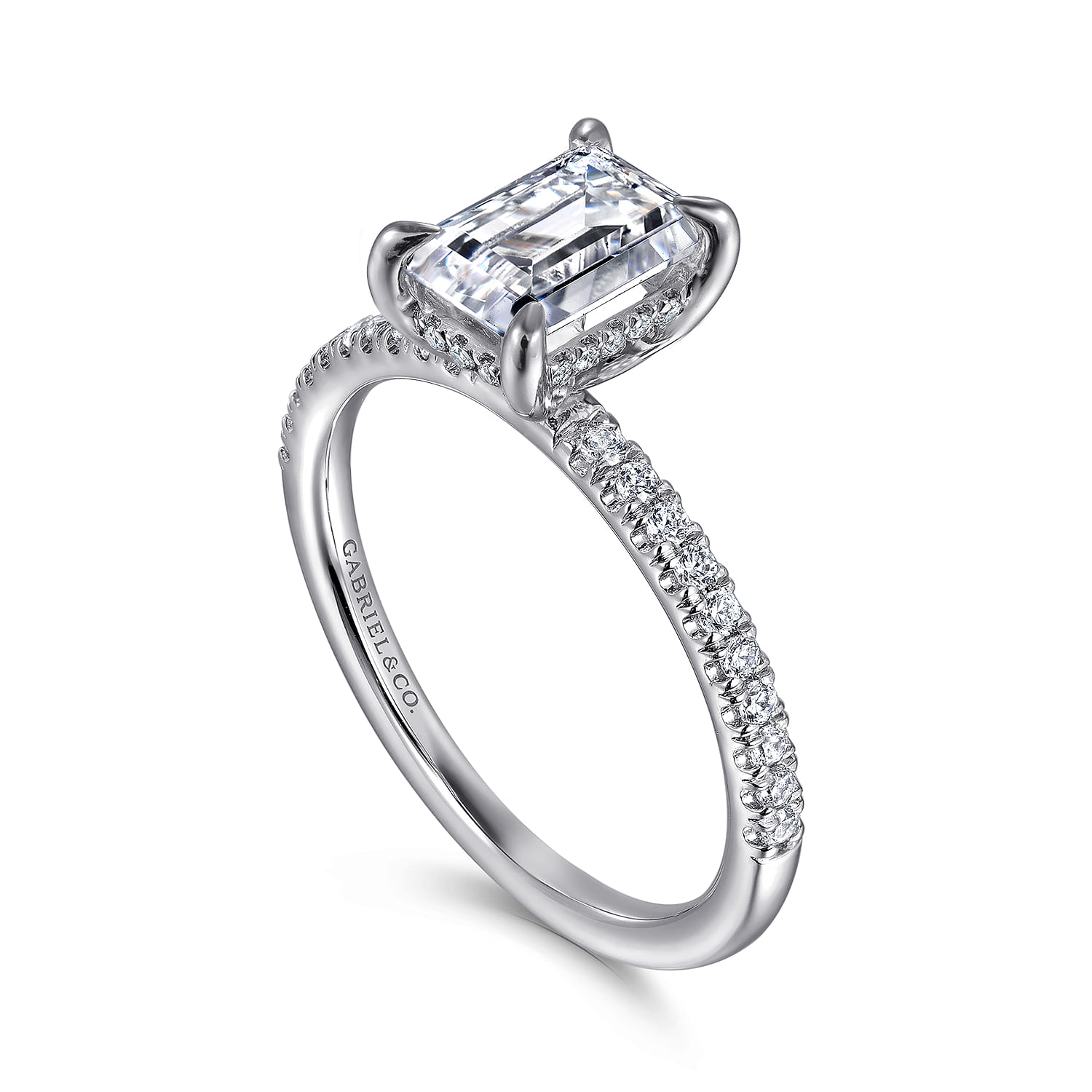 Stasia - 14K White Gold Emerald Cut Diamond Engagement Ring - 0.22 ct - Shot 3