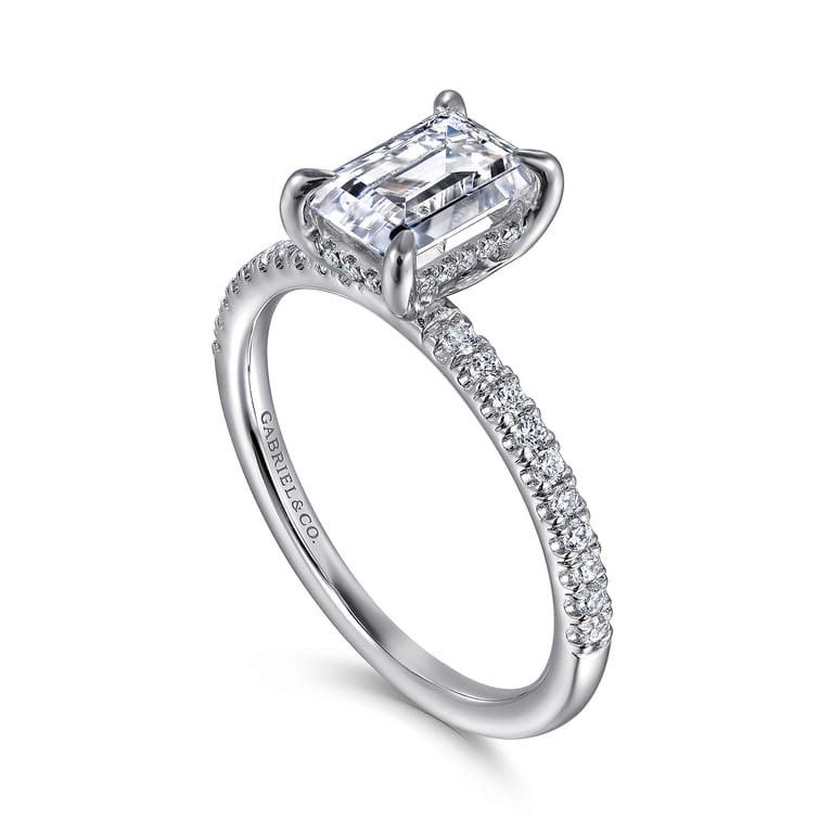 Stasia - 14K White Gold Emerald Cut Diamond Engagement Ring - 0.22 ct - Shot 3