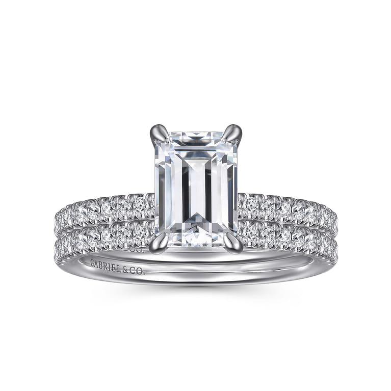 Stasia - 14K White Gold Emerald Cut Diamond Engagement Ring - 0.22 ct - Shot 4