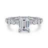 Silvey - 14K White Gold Emerald Cut Single Prong Diamond Engagement Ring - 0.7 ct