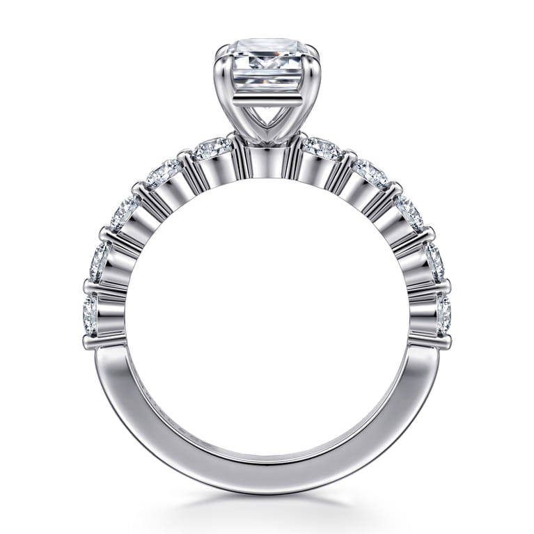 Silvey - 14K White Gold Emerald Cut Single Prong Diamond Engagement Ring - 0.7 ct - Shot 2