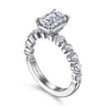 Silvey - 14K White Gold Emerald Cut Single Prong Diamond Engagement Ring - 0.7 ct