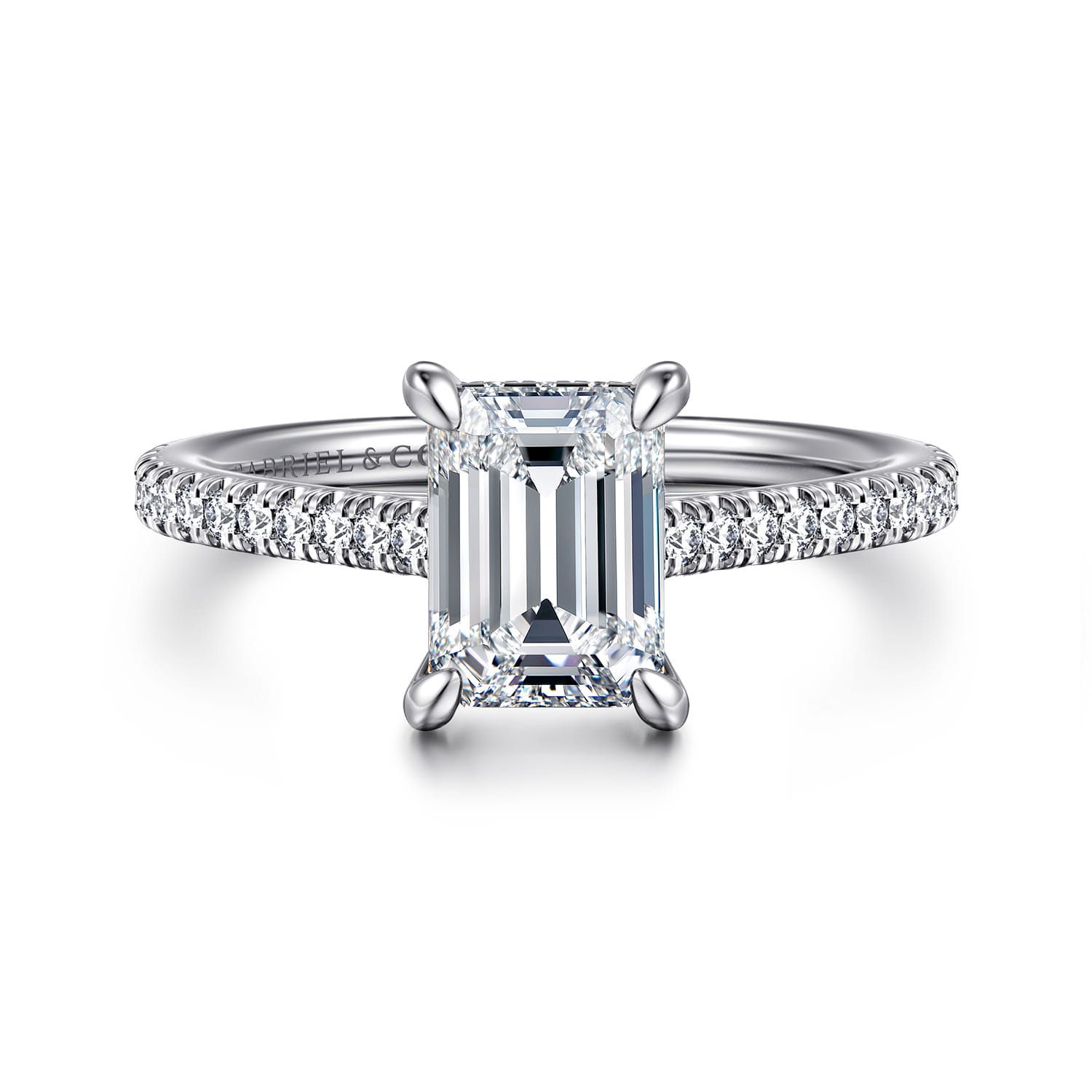 Aline - 14K White Gold Emerald Cut Diamond Engagement Ring - 0.3 ct - Shot 1