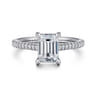 Aline - 14K White Gold Emerald Cut Diamond Engagement Ring - 0.3 ct