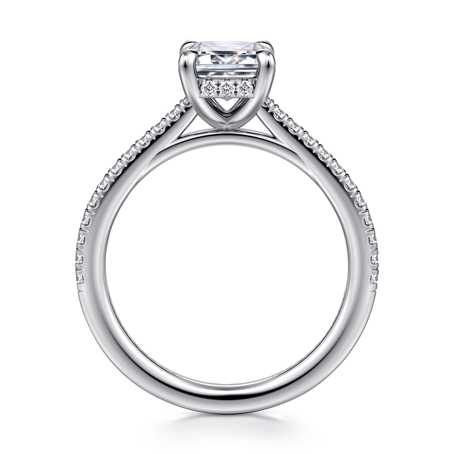 Aline - 14K White Gold Emerald Cut Diamond Engagement Ring - 0.3 ct - Shot 2