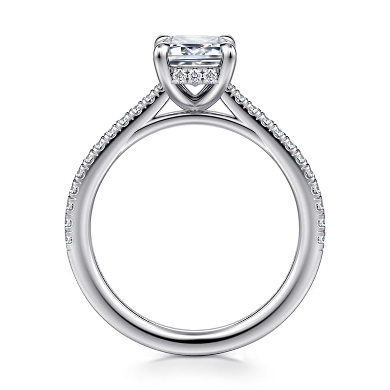 Aline - 14K White Gold Emerald Cut Diamond Engagement Ring - 0.3 ct - Shot 2