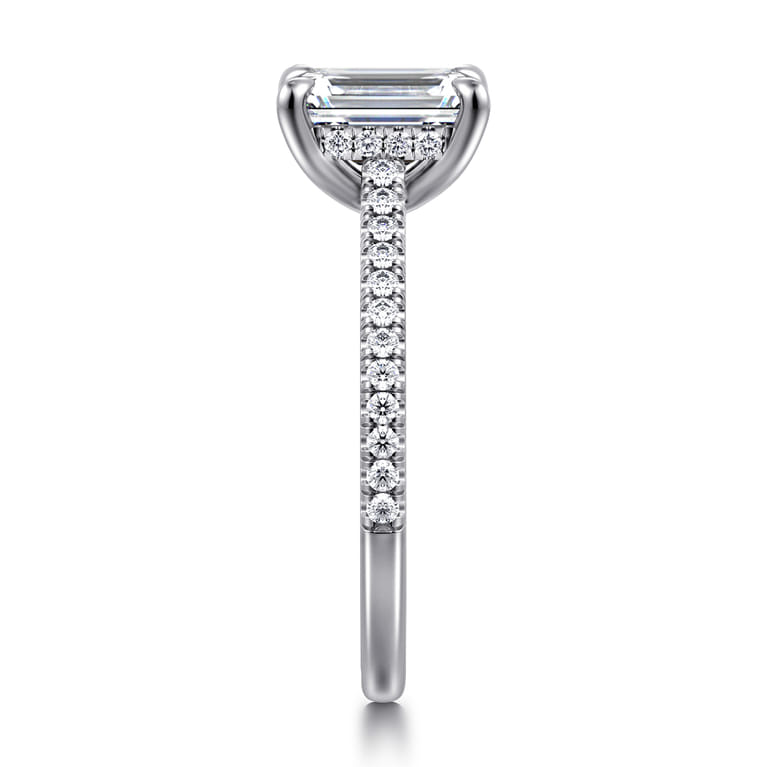 Aline - 14K White Gold Emerald Cut Diamond Engagement Ring - 0.3 ct - Shot 4