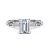 Dariella - 14K White Gold Emerald Cut Diamond Engagement Ring - 0.4 ct
